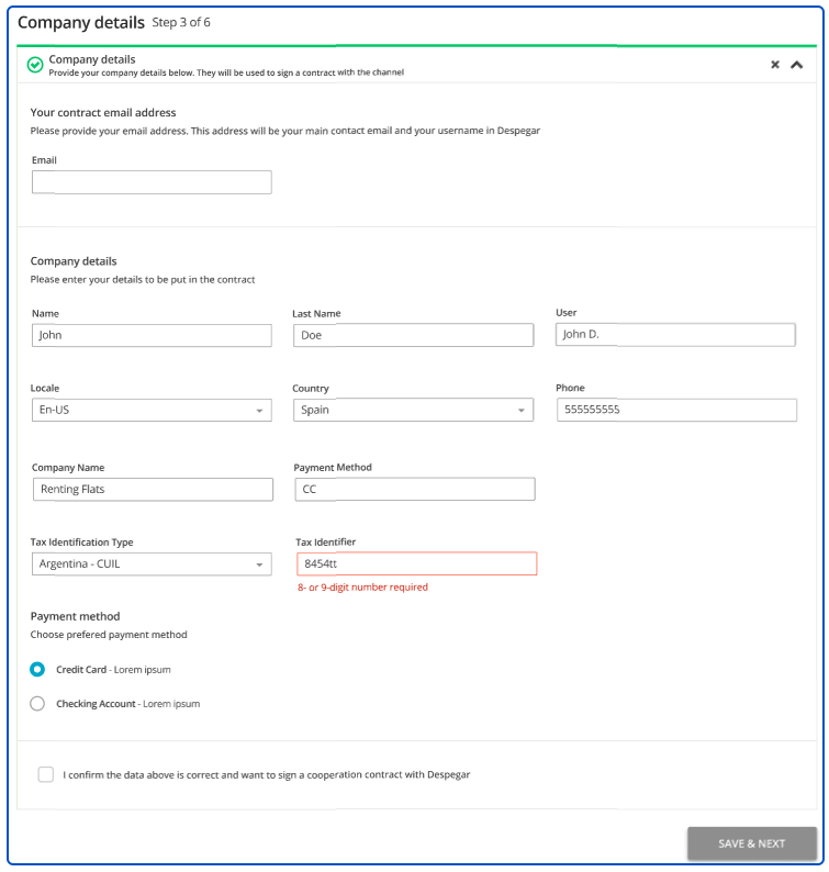 Despegarregistrationform